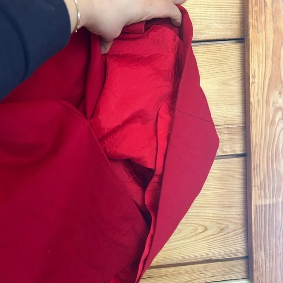 Vintage Wool Red Midi Skirt Women’s Small 100% Virgin 15.5” Pockets Pleats 80’s - Picture 5 of 7